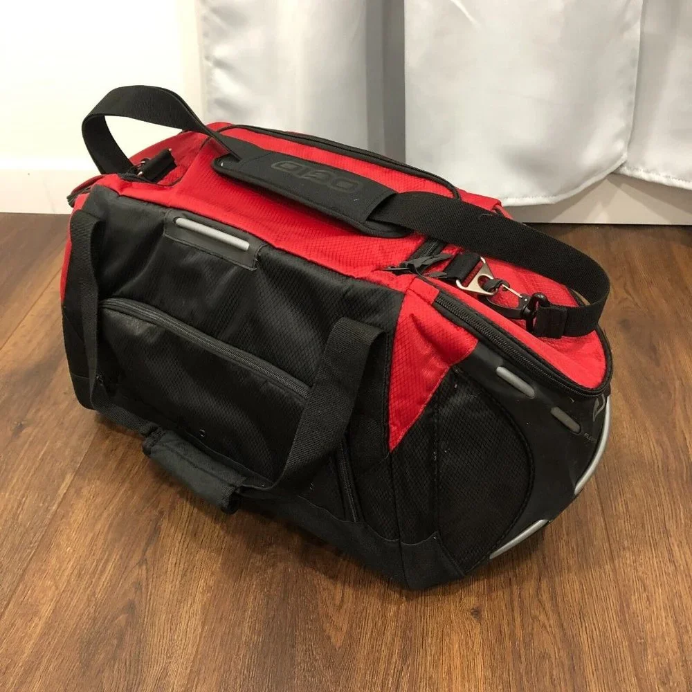 OGIO Athletics Travel Red Black Duffle Bag Flex Form Performance Equipment 50L